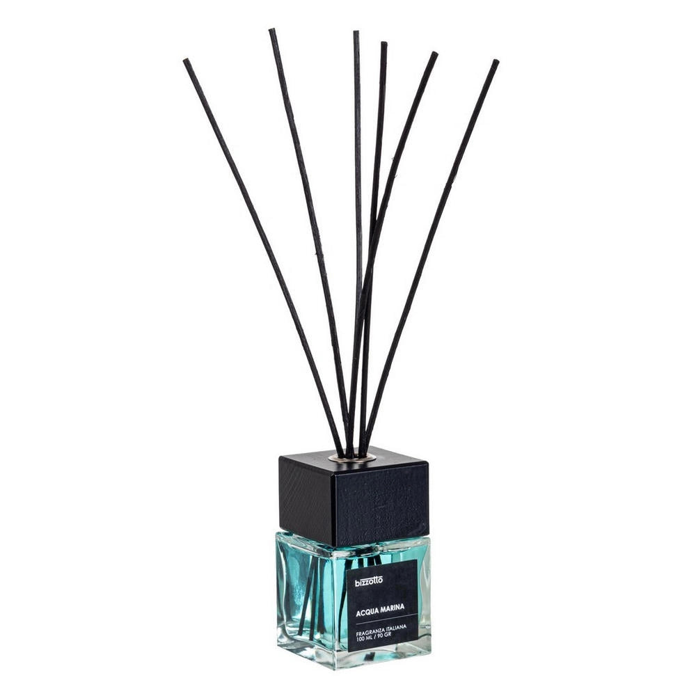 Diffusore per Ambienti con Bastoncini e Tappo in Legno Bizzotto Formato: 100 ml, Fragranza: Acqua Marina