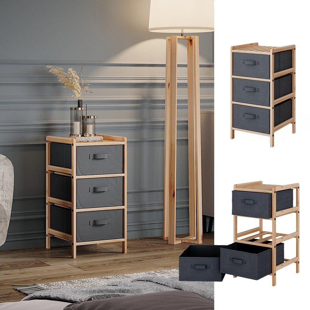Vicco Mobile da bagno Grigio 34.5 x 67 cm con 3 cassetti in tessuto