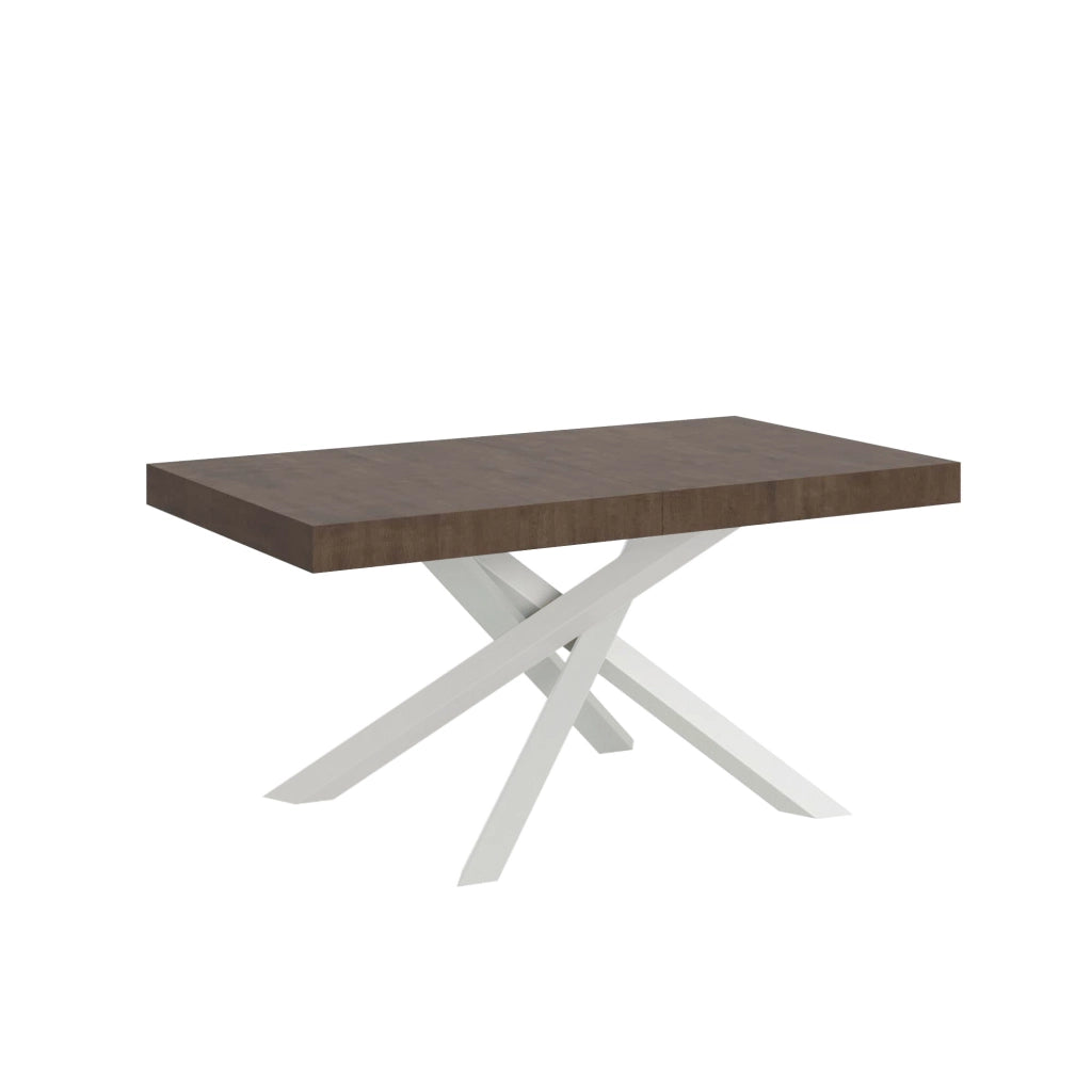 Tavolo allungabile 90x200/304 cm Volta Premium noce telaio bianco