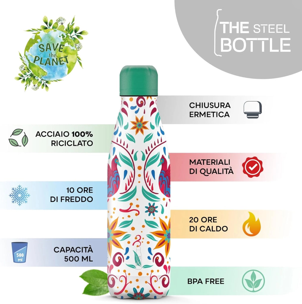The Steel Bottle Bottiglia termica in Acciaio Inox Capacità 500 ml Chiusura Ermetica - Phoenix