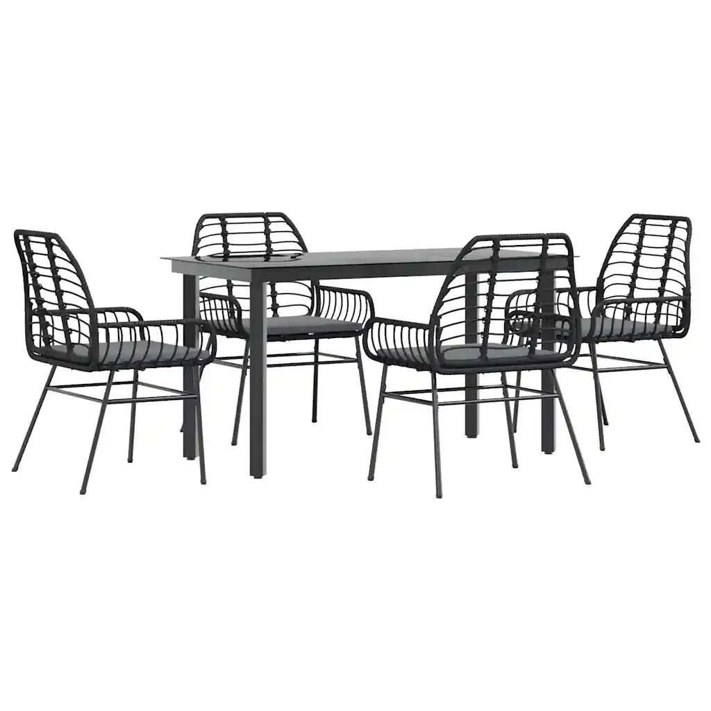 Set da Pranzo da Giardino con Cuscini 5 pz | Set Salotto da Giardino Polyrattan Vetro