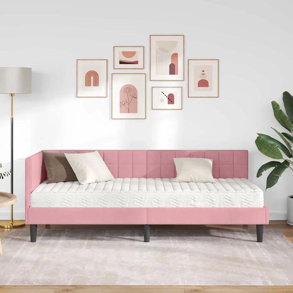 Struttura Letto Angolare con Materasso 2 pz-Giroletto con materasso Grigio Velluto 749939