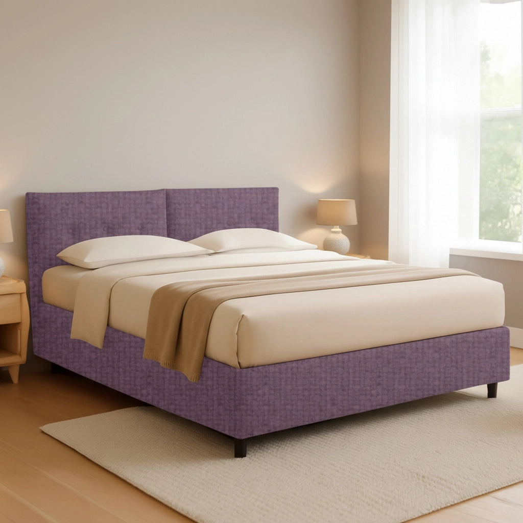 Leeds, Letto Piazza e Mezza Sfoderabile Made in Italy, Viola Lilla