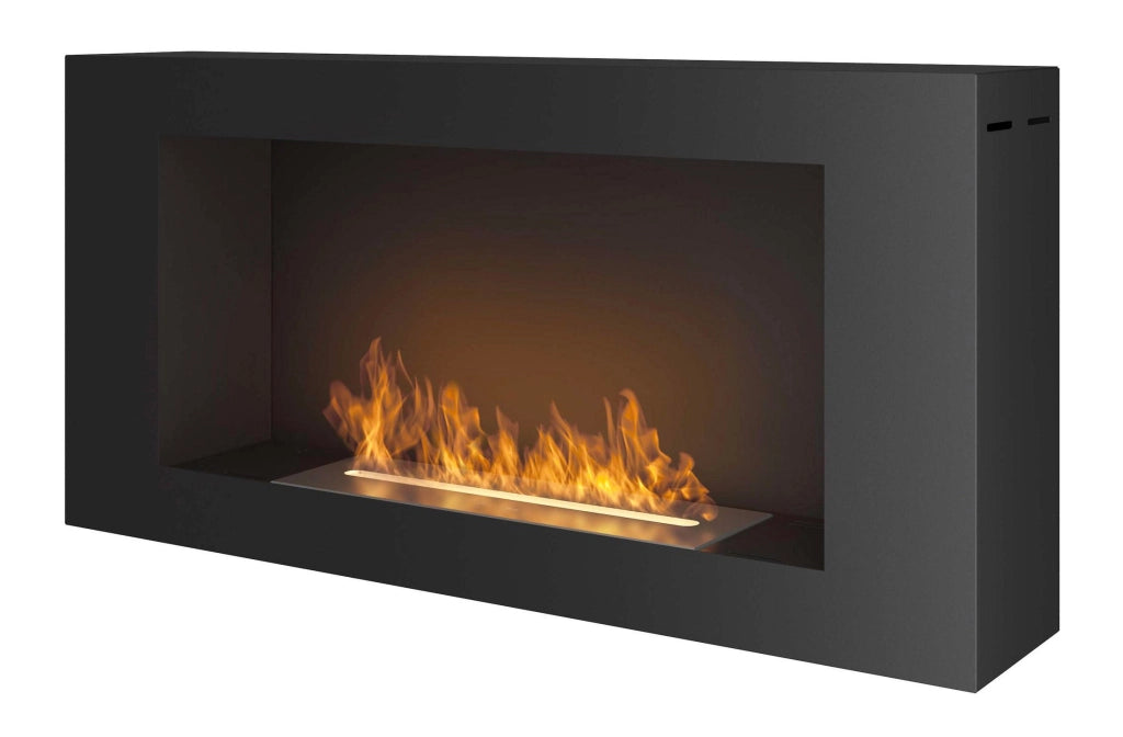 Camino a Bioetanolo da Parete 91x44 cm Blackbox 910 Nero con Vetro