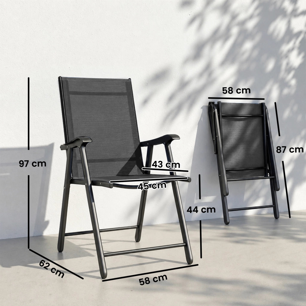 Sedia da giardino pieghevole ¨C Minimal ¨C nero 58x62x97cm