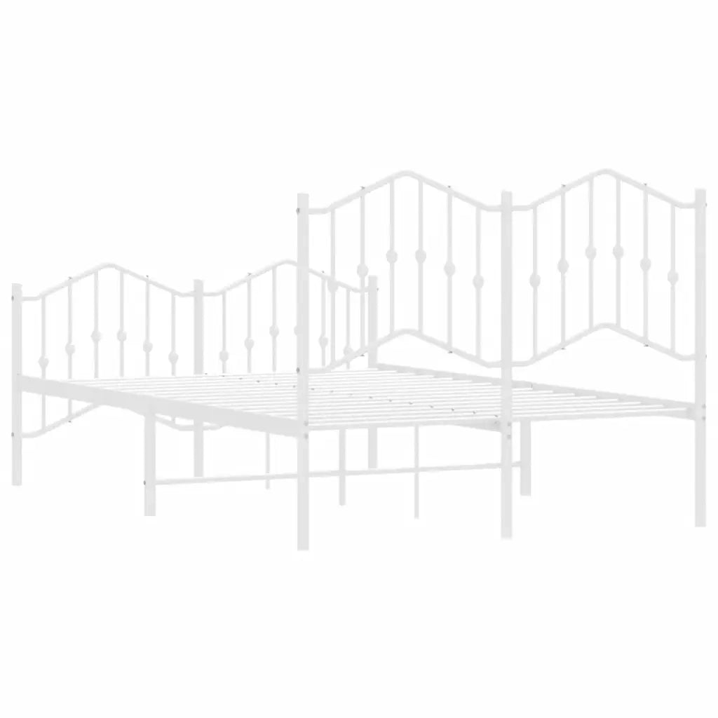 Giroletto con Testiera e Pediera Metallo Bianco 120x190 cm 373853