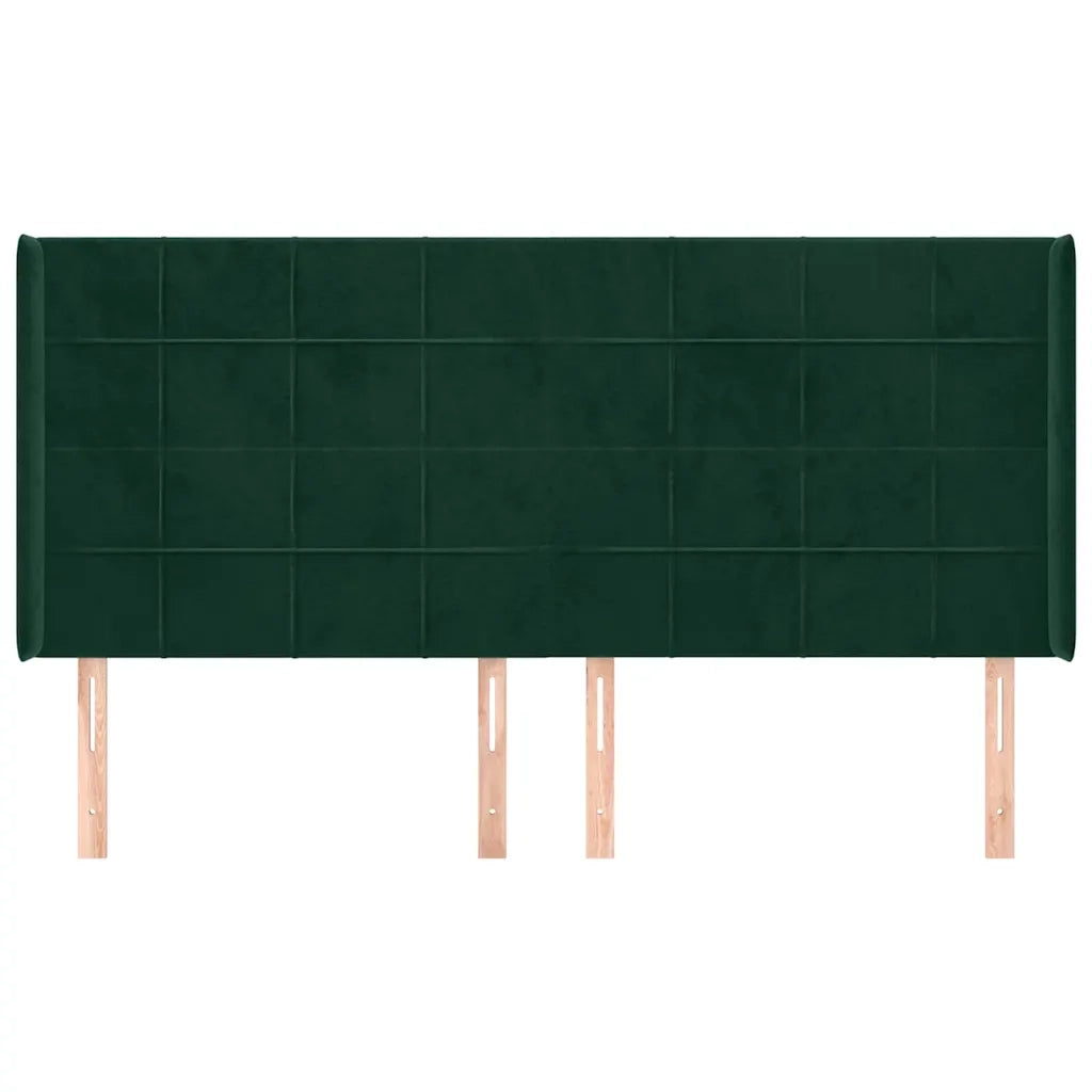 Testiera | Testata ad Orecchio Verde Scuro 183x16x118/128 cm in Velluto