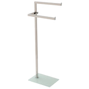 Piantana porta asciugamani bagno doppia acciaio base vetro bianca 20x28xh.86,5cm