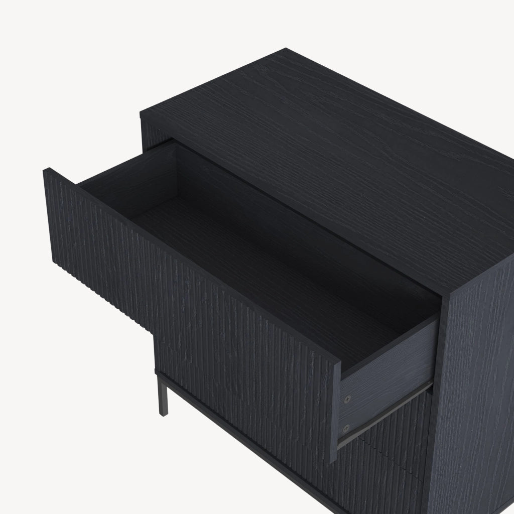 Cassettiera Nykapin Comò a 3 Cassetti 80 x 80 x 40 cm - Nero [en.casa]