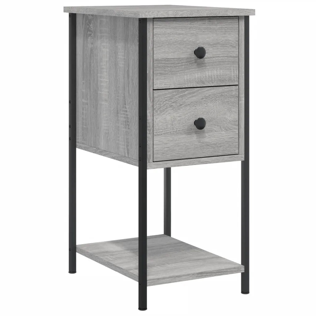 Set di 2 Comodini | Armadio da Notte | Mobiletto da notte Grigio Sonoma 32x42x70 cm in Legno Multistrato