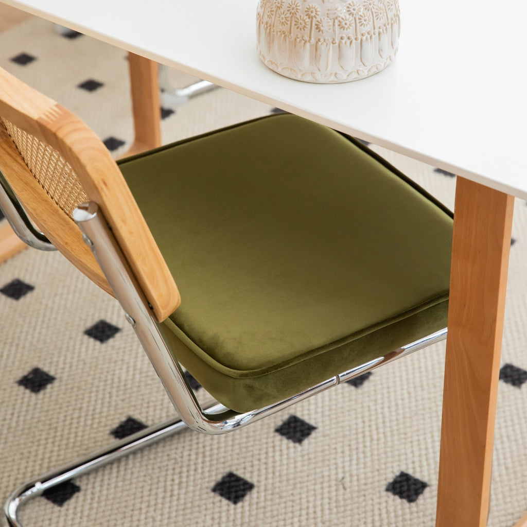 Sedie da Pranzo Set 2 Pezzi in Velluto e Rattan ¨C Xylo ¨C Gambe in Metallo, Design Moderno