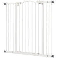 Cancelletto per Cani Estensibile con 4 Viti Regolabili, in Metallo e Plastica, 74-100x94 cm, Bianco