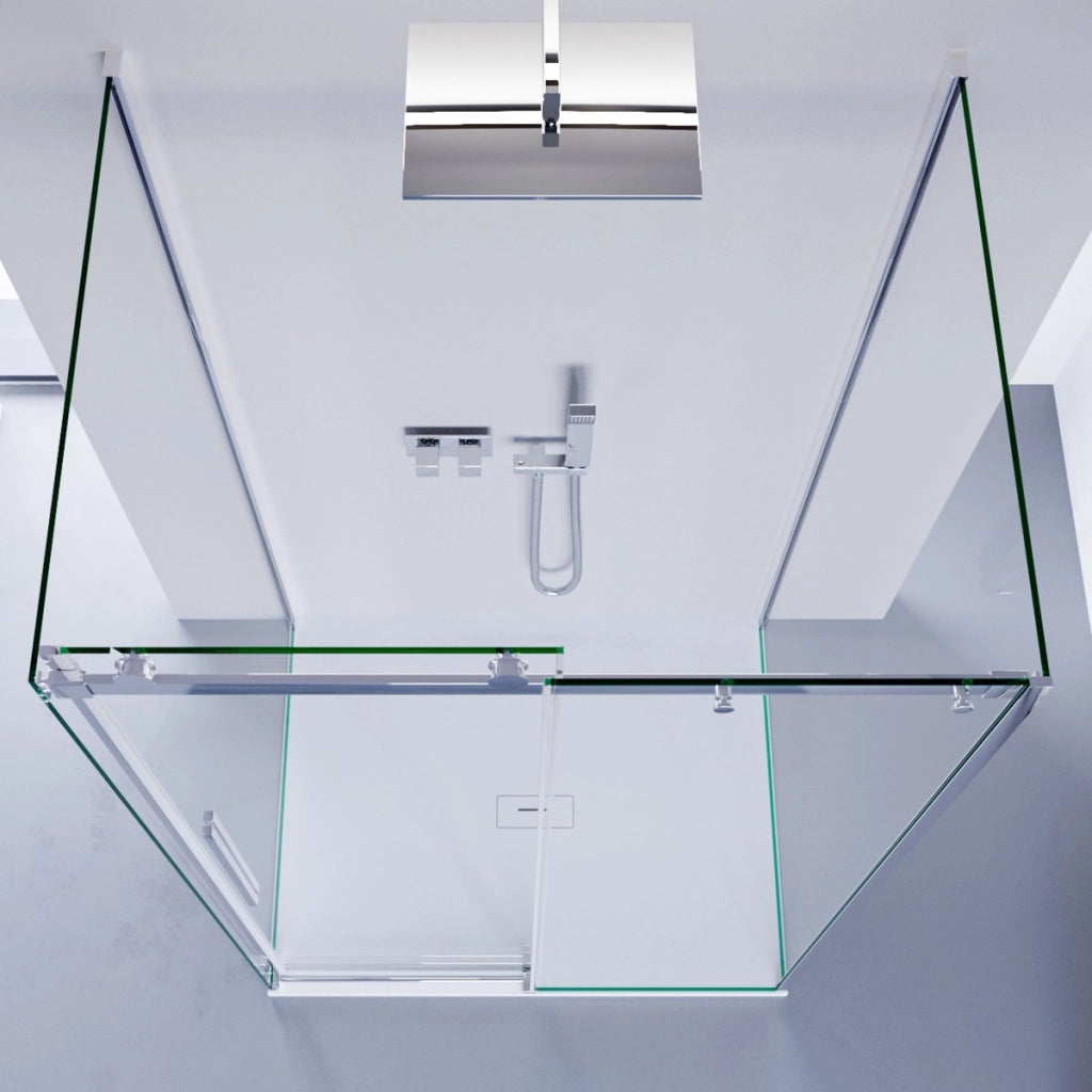 Box doccia tre lati porta scorrevole trasparente h195cm 8mm anticalcare euclide, misura 75x100x75