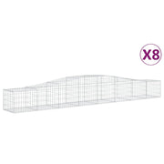 Set di 8 gabbioni ad arco per recinzione gabbia o muro di contenimento 400 x 50 x 40/60 cm ferro zincato argento 02_0041234