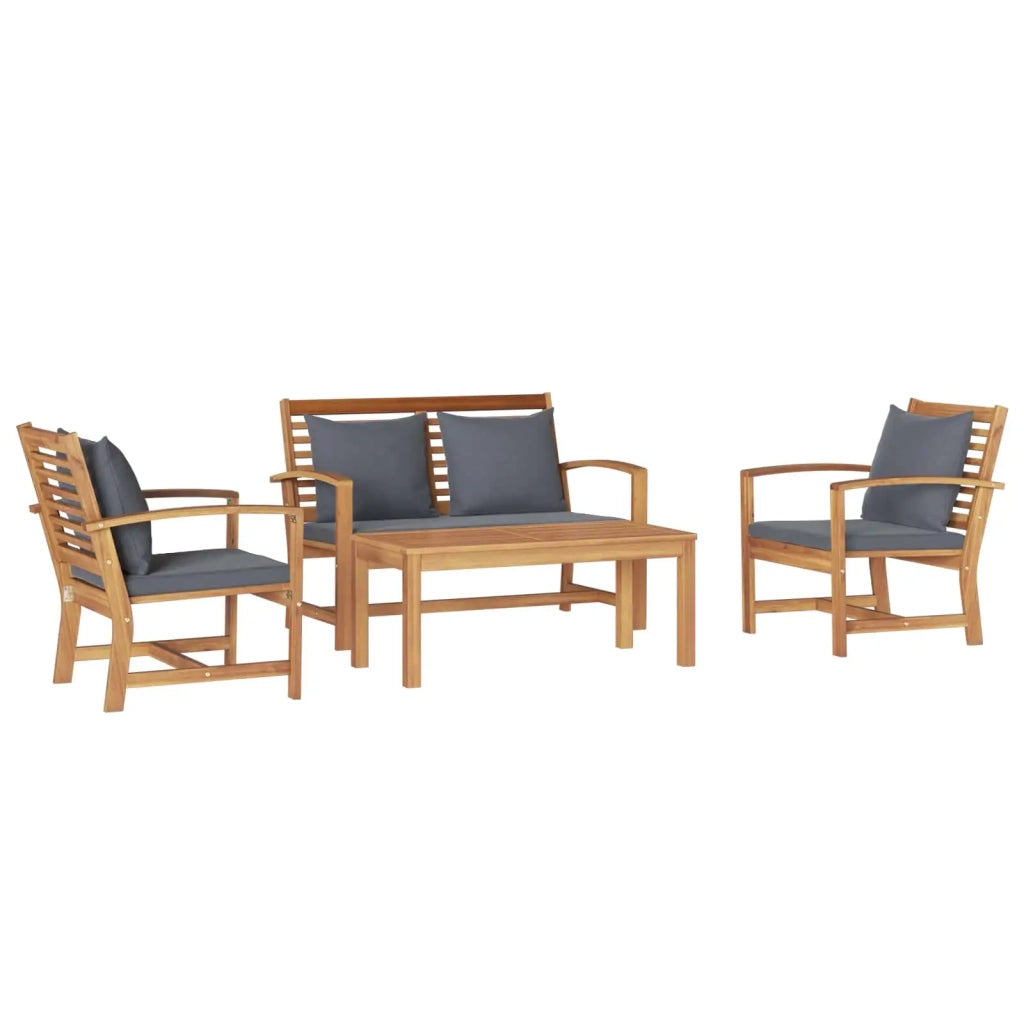 Set Divano da Giardino 4 pcs Naturale Legno di teak solido