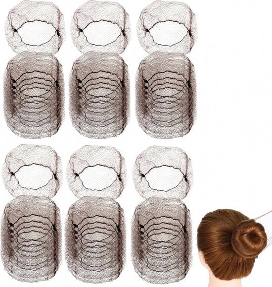 Set di retine in pelle scura marrone - 100 pezzi - Retine elastiche invisibili - Nodi per capelli - Retina - Riciclabile