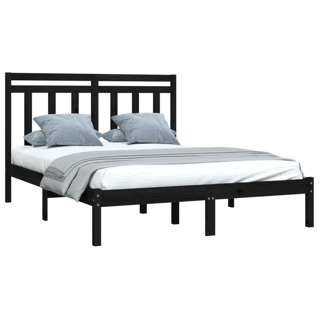 Giroletto Nero in Legno Massello 150x200 cm King Size 3105259