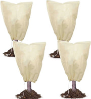 Protezione invernale per piante Coperture protettive per piante 100x80cm, 4-pack teloni respiranti per piante invernali con corda di tiraggio, tende di inverno riciclabili, facili da osservare e regolabili