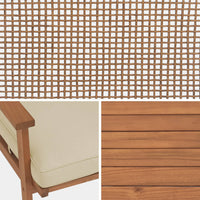 Mobili da giardino in legno e canna rotonda, 4 posti, marrone naturale