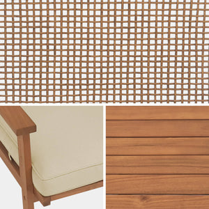 Mobili da giardino in legno e canna rotonda, 4 posti, marrone naturale