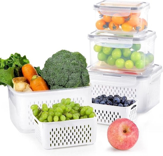 4 Contenitori di Stoccaggio per Cibo - Organizzazione del Frigorifero