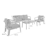 Salotto da giardino 5 posti in legno di acacia, verde kaki