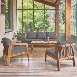 Salotto da giardino 5 posti in legno di acacia, grigio