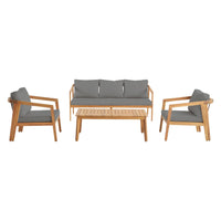 Salotto da giardino 5 posti in legno di acacia, grigio