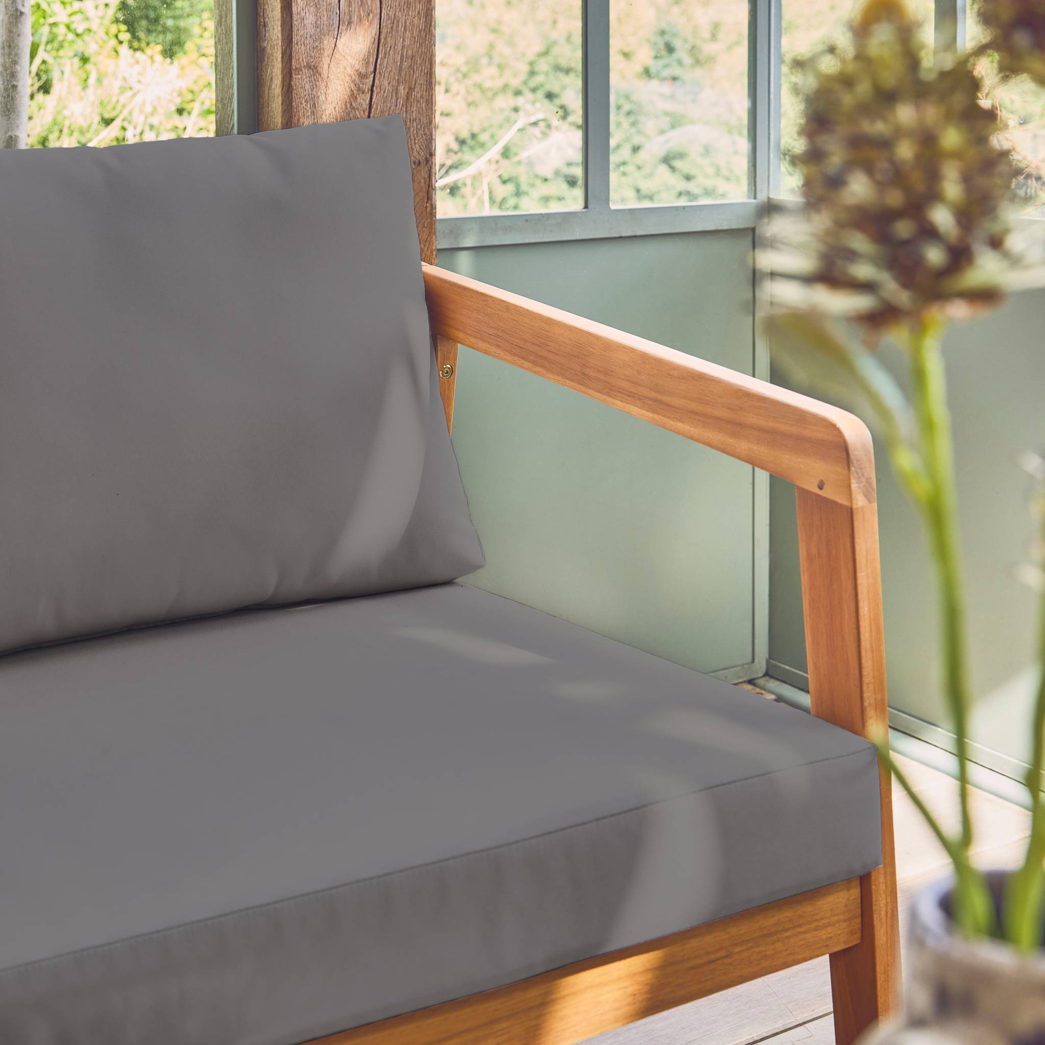 Salotto da giardino 5 posti in legno di acacia, grigio