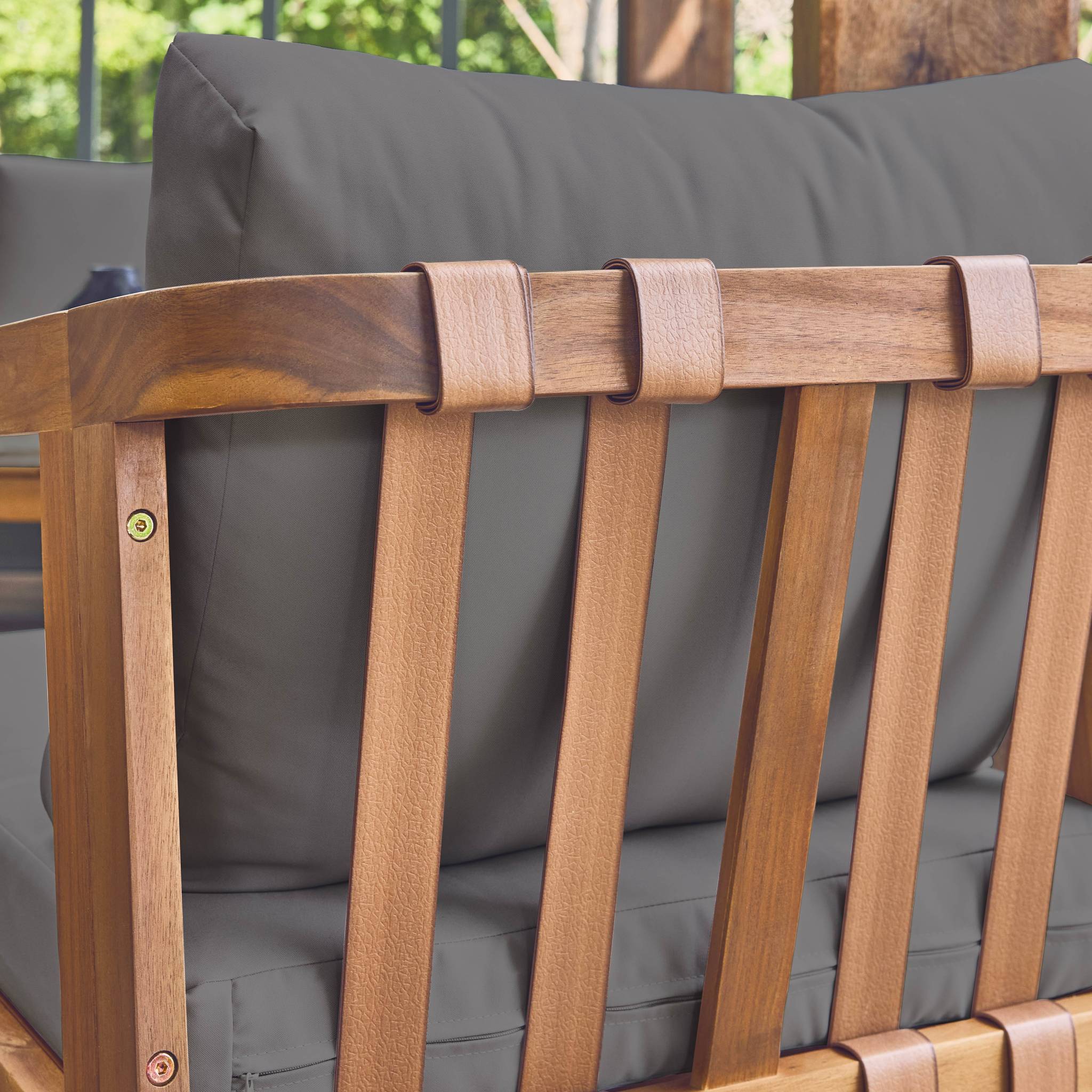 Salotto da giardino 5 posti in legno di acacia, grigio