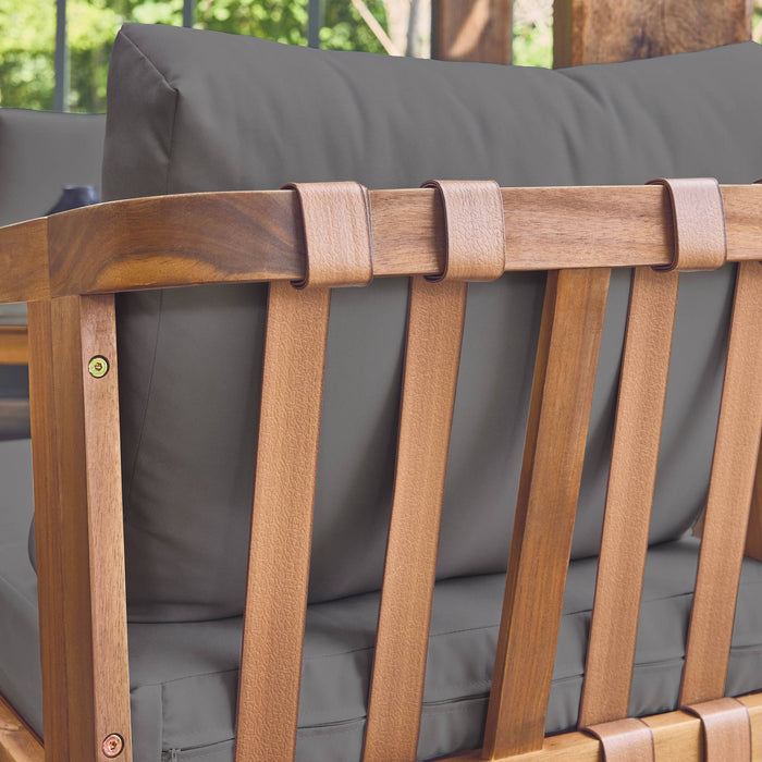 Salotto da giardino 5 posti in legno di acacia, grigio