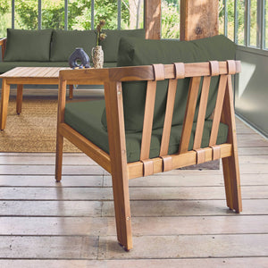 Salotto da giardino 5 posti in legno di acacia, verde kaki