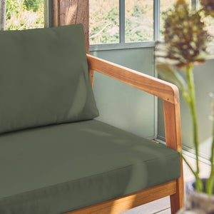 Salotto da giardino 5 posti in legno di acacia, verde kaki