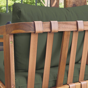 Salotto da giardino 5 posti in legno di acacia, verde kaki