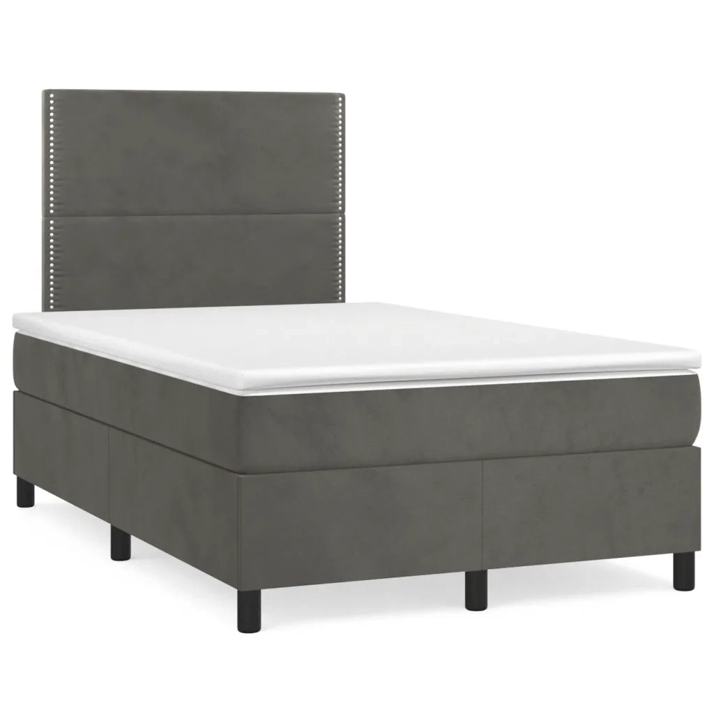 Giroletto a Molle con Materasso Grigio Scuro 120x200 cm Velluto 3142954