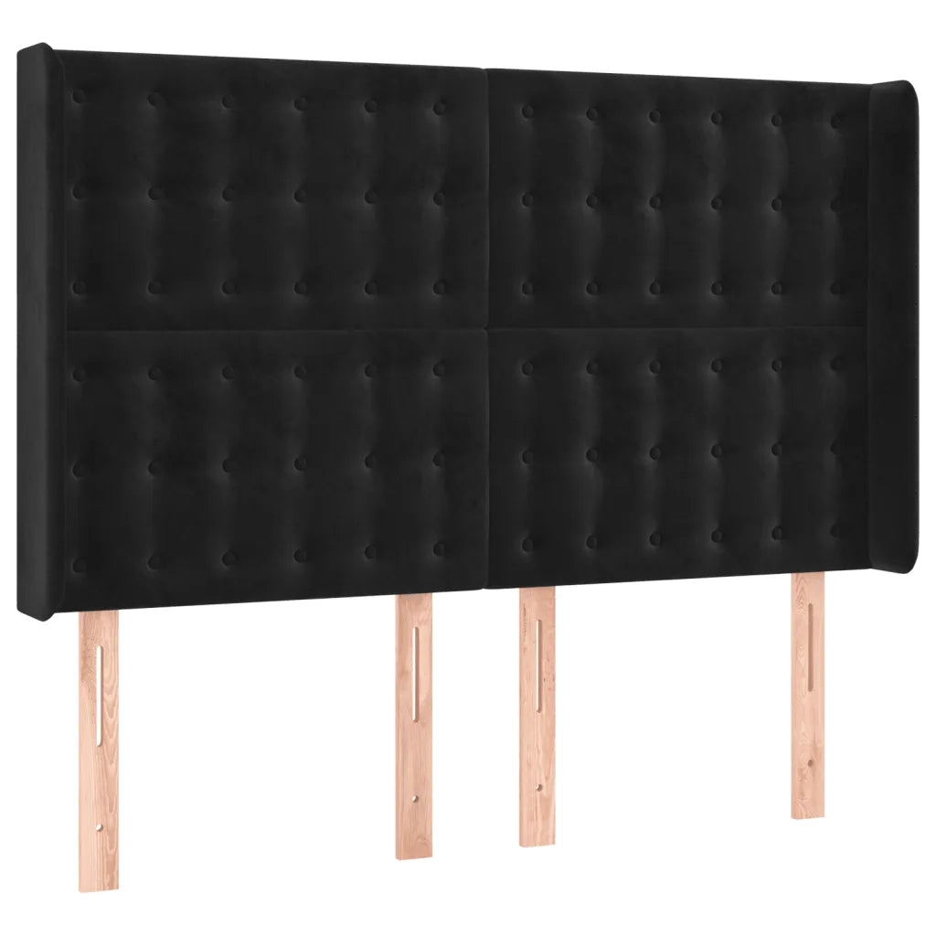 Testiera | Testata a LED Nera 147x16x118/128 cm in Velluto