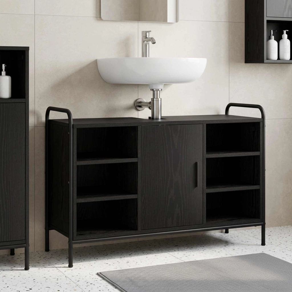 Mobile da Bagno Rovere Nero 95 x 34 x 61 cm 8014076