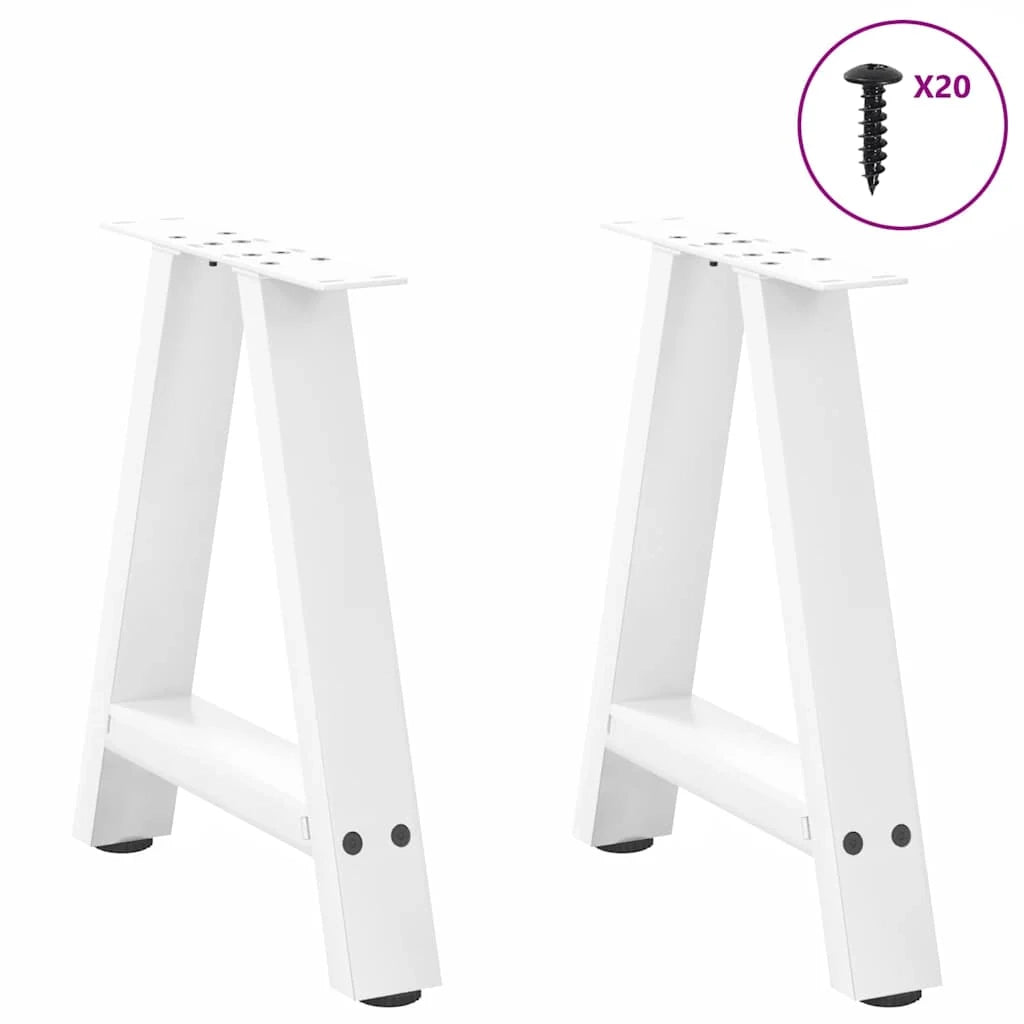Set di 2 gambe regolabili per tavolino da caffè a forma di A 50 x 42-43 cm design moderno acciaio bianco 02_0057113