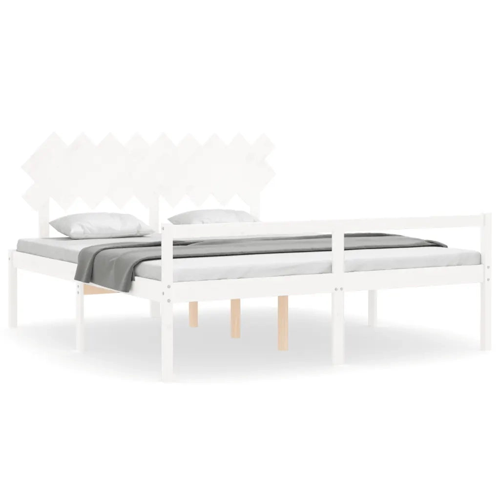 Letto per Anziani con Testiera Bianco Super King Legno Massello 3195562