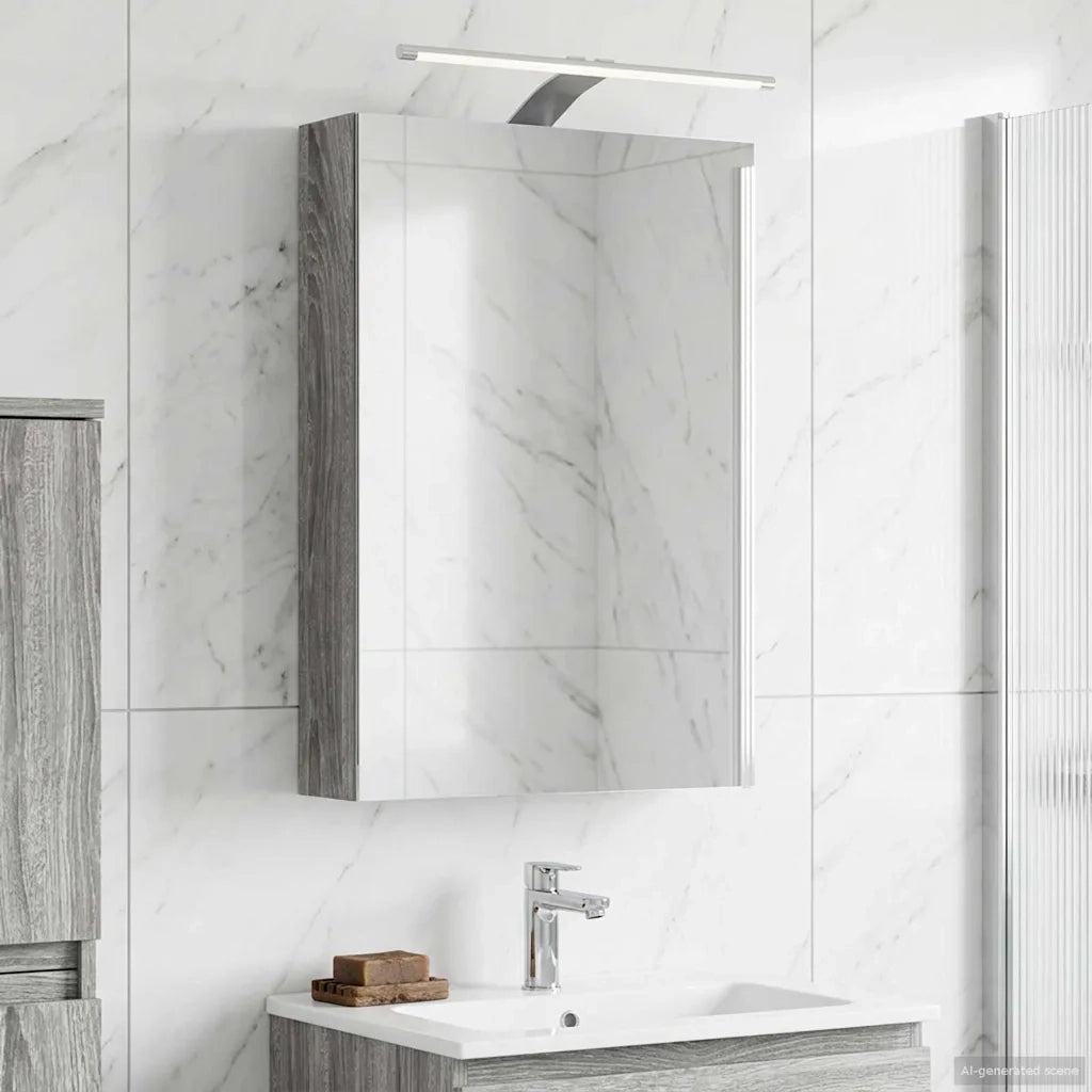 Mobiletto per specchio da bagno con lo scaffale Grigio Sonoma