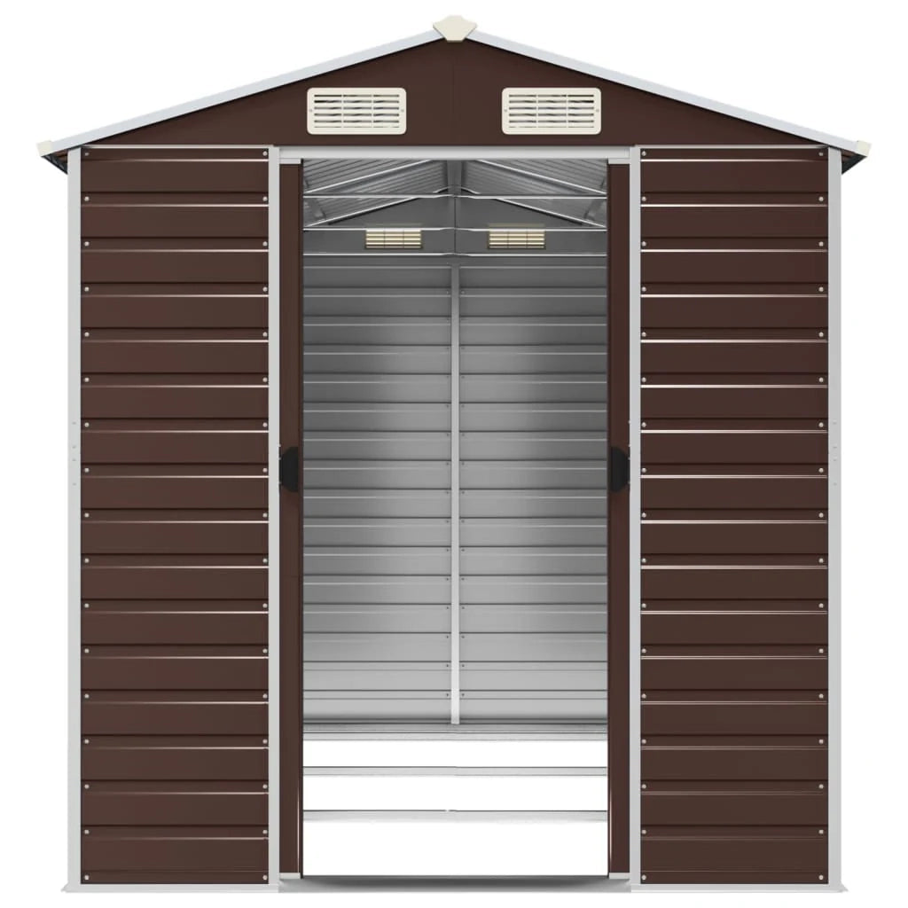 Casetta da giardino cabina ripostiglio casetta da esterno robusta casetta per attrezzi 191 x 300 x 198 cm acciaio zincato marrone 02_0022270