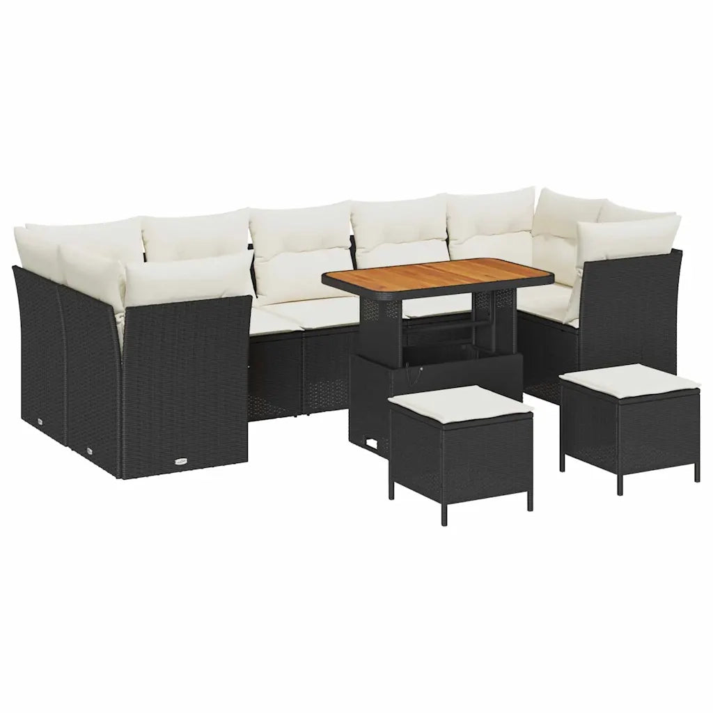 Set Divano da Giardino 10 pcs Nero polyrattan