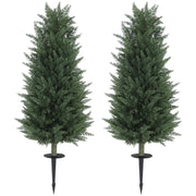 Cipressi artificiali, set da 2 con paletto di fissaggio, 100 cm, pianta artificiale in plastica, piante artificiali, albero artificiale, decorazione