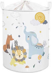 Cassetto per bambini con animali - 45L olifante, volpe, leone, nuvole, 36×45 cm