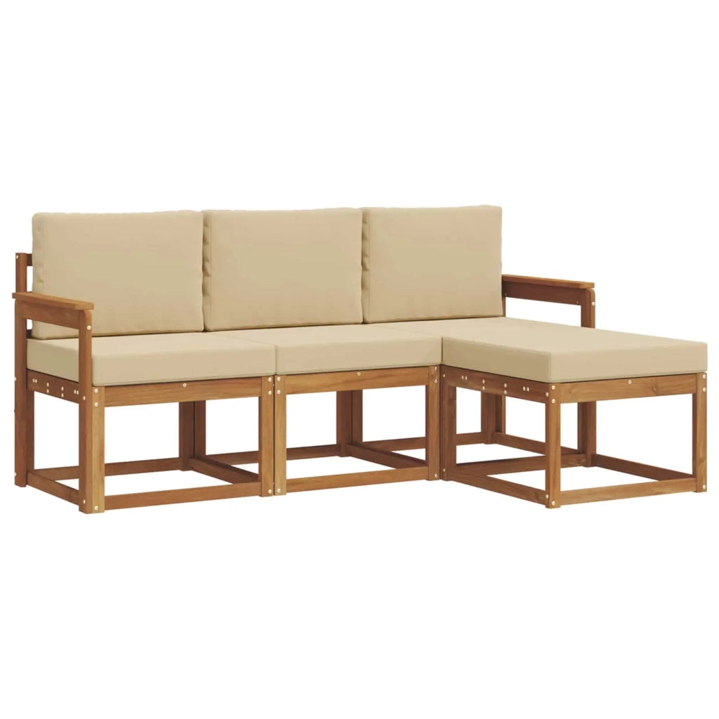 Set di divani da esterno con cuscino 4 pcs Naturale e Beige