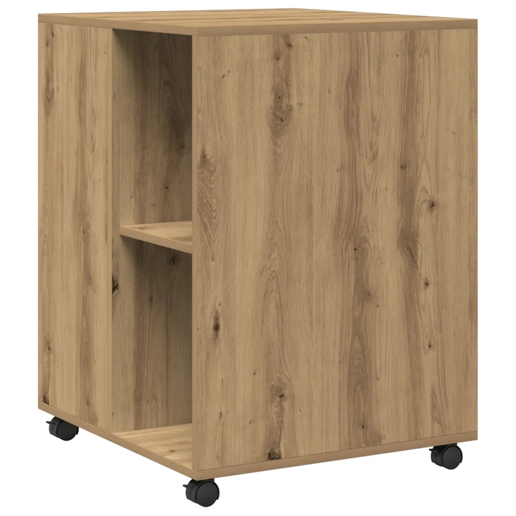 Tavolino con Ruote Rovere Artigianale 55x60x78 cm in Truciolato 853163