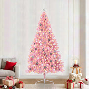 vidaXL Albero di Natale con luci a corde decorative Rosa 240 cm PVC