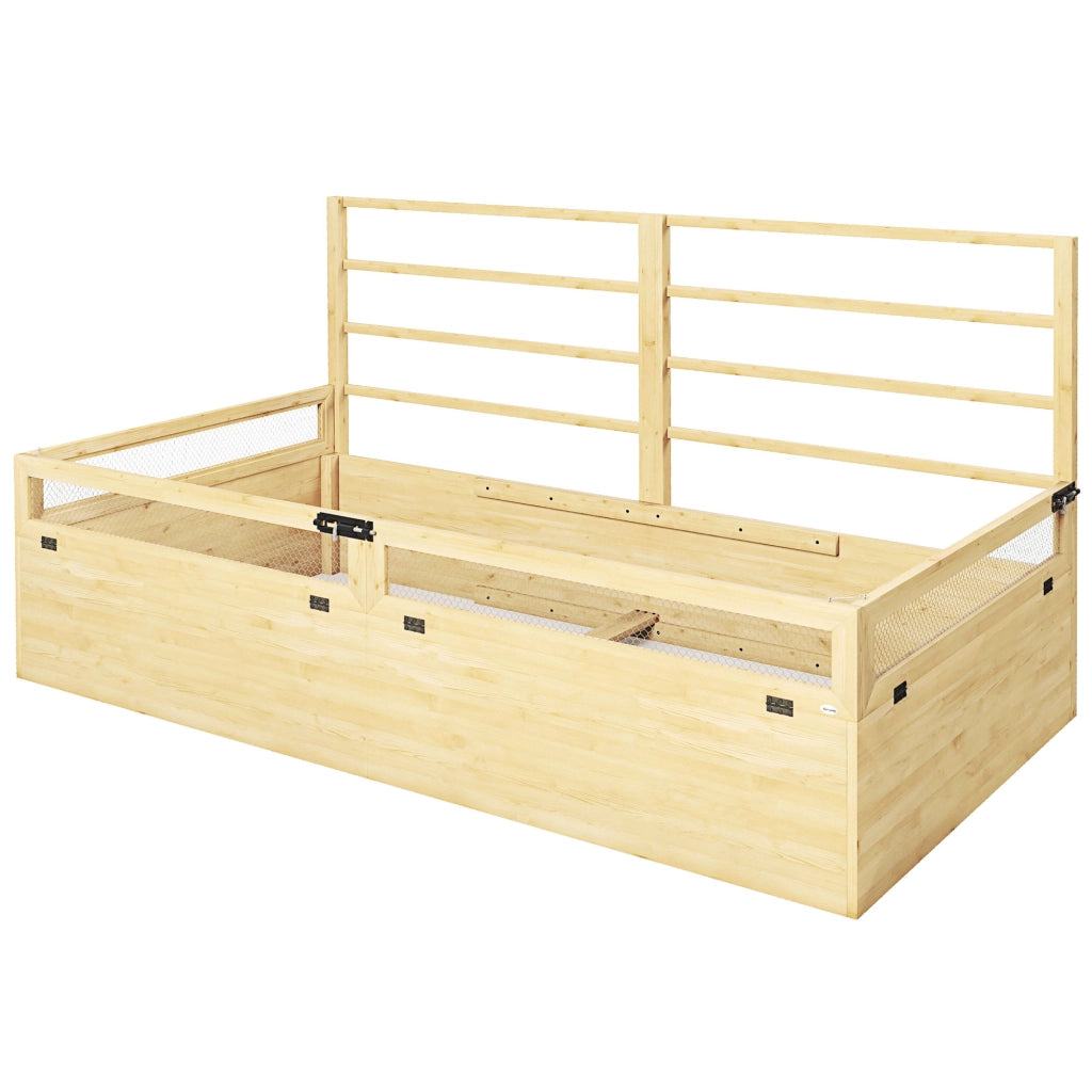 Hochbeet con traliccio 2 in 1 in legno naturale, fioriera rialzata da esterno 183 x 98,5 x 95 cm