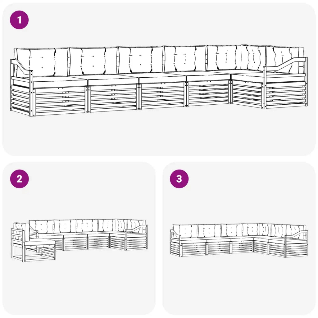 Set di divani da esterno 6 pcs Grigio Naturale e Chiaro 3373556