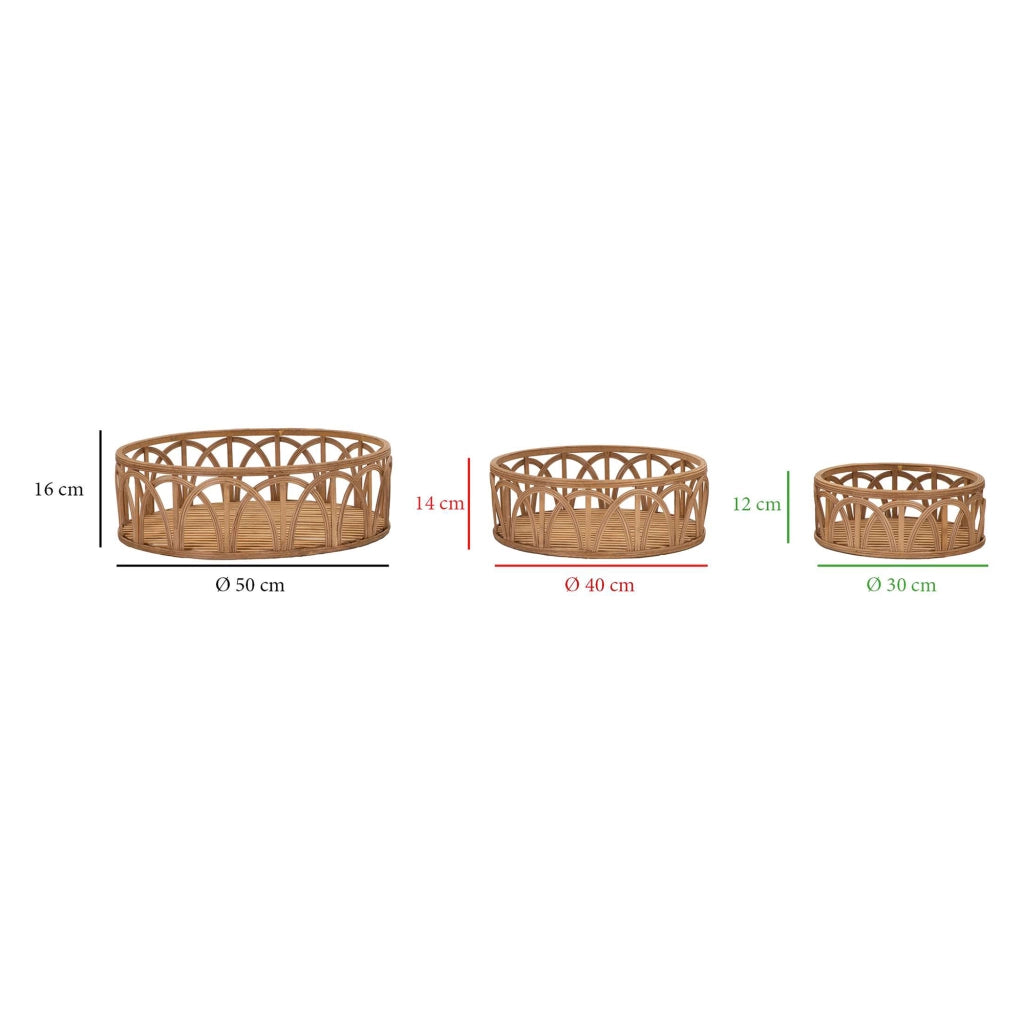 Famorite, Svuotatasche set da 3 in Rattan, Marrone